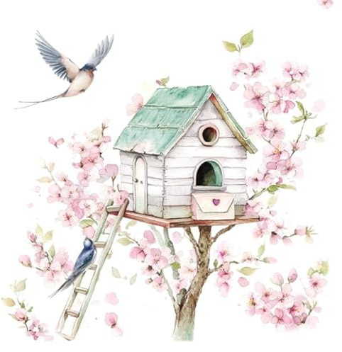 Anniversary House Tiflair PJ380024 Lunch-Servietten, 3-lagig, 33 x 33 cm, 20 Stück, für Tischdekoration und Serviettentechnik, Vogel, Ostern