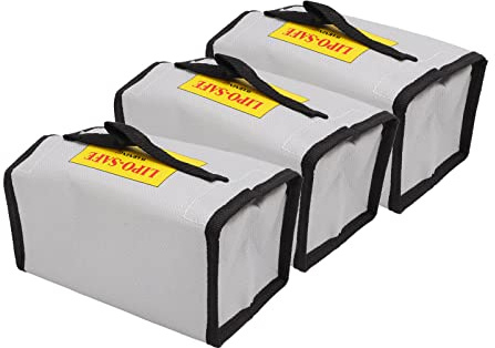 Mumusuki 3 Pack Lipo Battery Safe Bag, PVC Fireproof Protective Pouch, Explosion Proof Box/Cover for Safe Charging and Storing Lithium Batteries