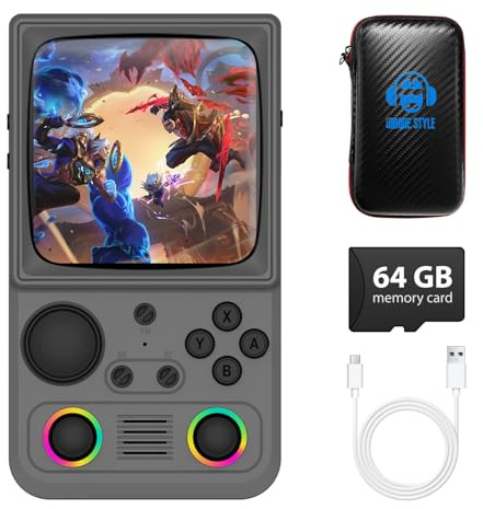 R36TMAX - Console da gioco retrò con schermo IPS da 4,0 e oltre 18.000 giochi classici, supporta multiplayer Wi-Fi, batteria da 4000 mAh (grigio 64GB)