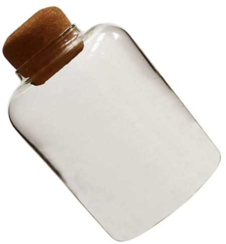 Abaodam Cork Glass Bottle Glass Storage Jar with Smooth Bottle Mouth Strong Temperature Resistance Khaki Color for Milk Tea Storage