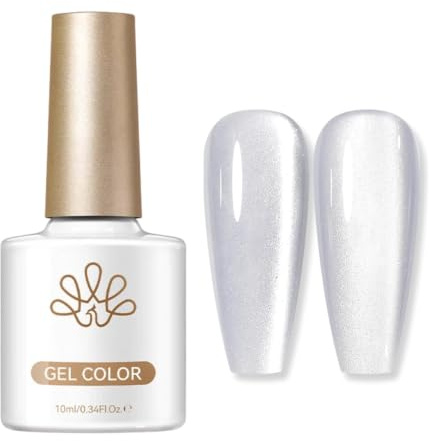 Cat Eye Gel Polish Jelly White, Magnetic Gel Nail Varnish Sheer Milky White, Glass Effect Gel Colour for UV LED Lamp, Long Lasting Soak Off Nail Art for Salon & Home 10ml