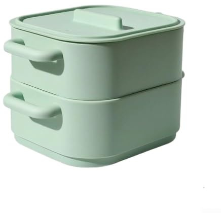 Vaporiera in silicone per microonde, set di contenitori per vapore multistrato con coperchio ventilato, pentola resistente al calore per verdure e pesce, facile da pulire, portatile per ufficio e