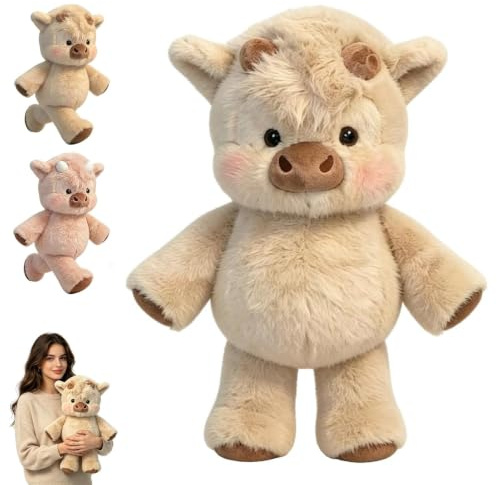 Running Cow Plush 45 cm, Highland Kuh Kuscheltie, Laufendes Kuscheltier | Running Plushies Highland-Kuh Stofftier mit weicher Füllung, als Geschenk für Geburtstage, zum Spielen und Kuscheln geeignet