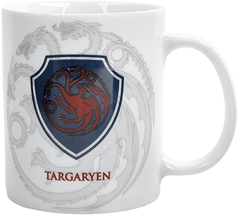 SD Toys - Game Of Thrones, escudo Targaryen, taza de cerámica (SDTHBO02091) Game of Thrones Taza Escudo Targaryen, Cerámica, Blanco, 9 cm