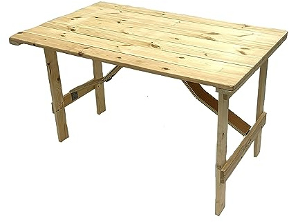 BE Furniture 4' x 2'6'' Wooden Trestle Table with Folding Legs, Ideal for Events, Camping, and Home Use