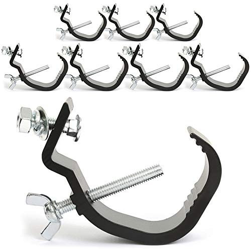 beamz CC63B Black G-Clamp Lighting Hooks - Pack of 8 Heavy-Duty Metal Clamps for DJ, Disco & Stage Light Fixtures, Fits Truss & Stand Poles up to 50mm, 30kg Load Capacity per Clamp