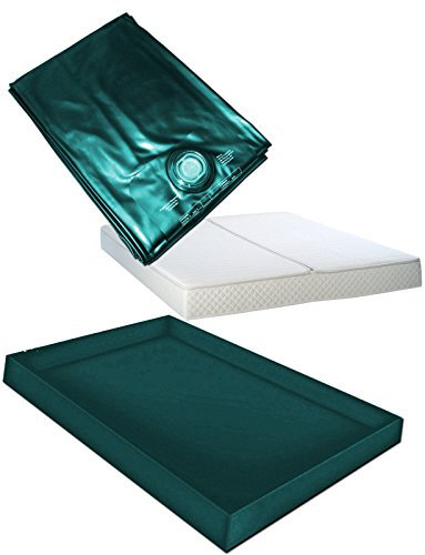 Hardside Wasserbetten Wasserkern Wasserbettmatratze Wasserbett Matratze Mono UNO + Sicherheitswanne Auslaufwanne Wanne Standup Liner + Bezug Auflage Rundumbezug (153 x 213 cm F0 (Queensize))