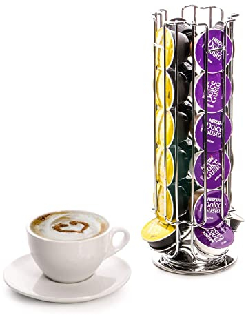Home Treats Dolce Gusto Pod Holder, 24 Pod Coffee Capsule Stand, Revolving