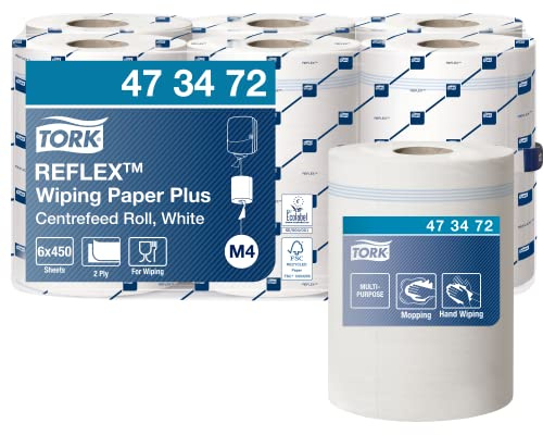 Tork Reflex Wiping Paper Plus White M4, SmartCore, 6 x 450 Sheets, 473472