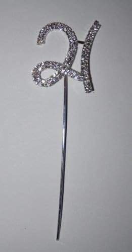 21 Number Cake Topper Clear Rhinestone Diamante Gem Pick ANNIVERSARY BIRTHDAY PARTY by floral supplies