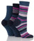 SockShop Ladies Gentle Bamboo Socks with Smooth Toe Seams In Plains and Stripes Pack of 3 Damson/Magenta 4-8 Ladies