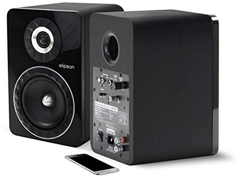 Elipson Enceinte Bibliothèque Active - Prestige Facet 6BT - Bluetooth AptX, Phono, Optique, Jack 3,5, RCA - Couleur Noir