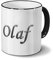 printplanet Tasse mit Namen Olaf - Motiv Chrom-Schriftzug - Namenstasse, Kaffeebecher, Mug, Becher, Kaffeetasse - Farbe Schwarz
