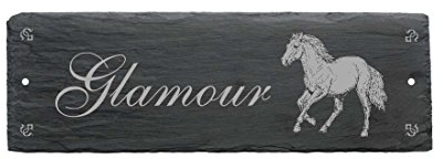 Schild Schiefer Pferd Haflinger Pferdebox Stalltafel Name 22 x 8 cm