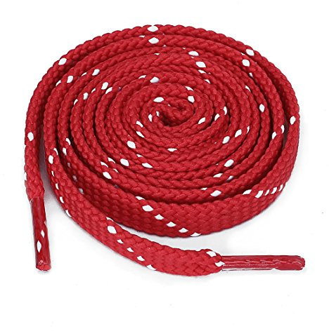 Sourcing map 3 Pares Cordones planos de sarga de doble color para zapatillas de deporte Cordones gruesos de colores sólidos unisex Rojo blanco 100 cm/39.5