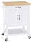 HOMCOM Kitchen Storage Trolley Cart Rolling Wheels Shelves Cupboard W/Drawer And Towel Rail Rubber Wood Worktop White