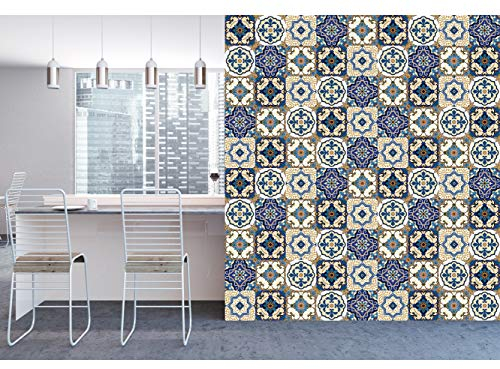 Oedim 6 Stück Wandbilder Mosaik 20 x 20 cm Dibondplatten für Wand Mosaik Blau Wand