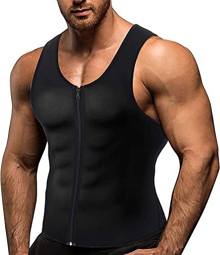 Gotoly Uomo Neoprene Shapewear Camicia A Compressione Gilet dimagrante Body Shaper Canotta Da Allenamento Gilet Sauna Sportivo Sudore Muscolare (M, Nero)