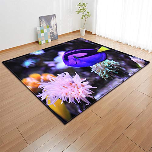 YQZS Teppich Schlafzimmer Teppich Orientteppich Lila süße Fische weiche Pflegeleicht Teppiche für Wohnzimmer Schlafzimmer,160X230cm(63X90inch)