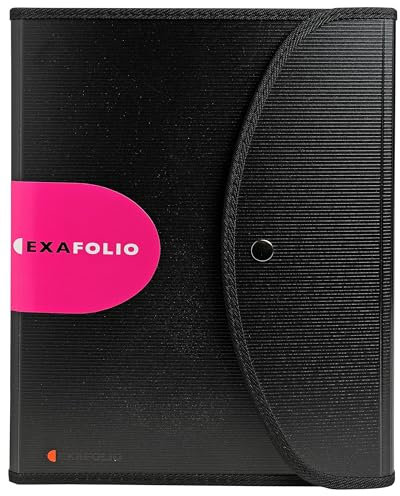 Exacompta - Réf. 55834E - Carton de 5 trieurs Exafolio - avec porte-bloc et valisette Exactive - 1 compartiment renforcé pour tablette - 6 compartiments - dim 33x25,5 cm - pour A4 - noir