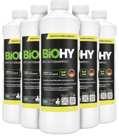 BiOHY Autoshampoo Konzentrat Autowäsche Lack Felgen Felgen (6 x 1 Liter) | Fahrzeugreiniger für Wohnmobil, Motorrad und Anhänger, schont die Politur – auch für Hochdruckreiniger von Kärcher