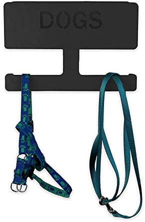 INEXTERIOR – Hundegarderobe mit Ablage & Leinenhalter in Schwarz - Hundezubehör Dogstation für Hundeleinen, Spielzeug & Leckerlis aus Birkenholz - Mit Kotbeutelspender & Montagekit - Aus Deutschland