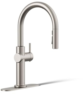 KOHLER Grifo de cocina extraíble sin contacto, 3 pulverizaciones, inoxidable vibrante, con activación sin contacto y luz LED que indica listo para usar