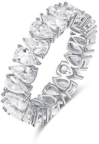 BONLAVIE Verlobungsring Damen 925 Sterling Silber Verlobung Ehering Birnenschliff Cubiz Zirkonia Promise Ringe Geschenk für Frauen Größe 57(18.1)