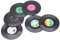 6 Stück schwarze Retro-CD-Untersetzer.