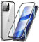 MIMGOAL Case for iPhone 13 Pro Max, Magnetic Adsorption Metal Bumper with Front and Back Transparent Tempered Glass Cover 360 Degree Full Body Protective Case for iPhone 13 Pro Max 6.7, Silver