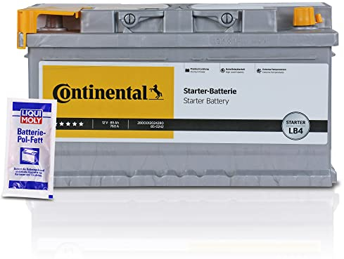 CONTINENTAL 2800012024280 Starterbatterie LB4 12V 85Ah 760A + 1x 10g LIQUI MOLY Batterie-Pol-Fett