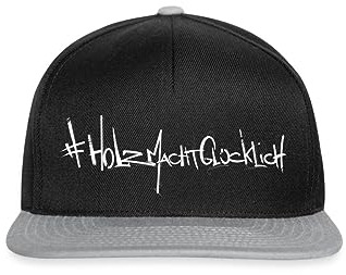 Spreadshirt Holzkunst Scholz Merch Holz Macht Glücklich Snapback Cap, One Size, Schwarz/Grau