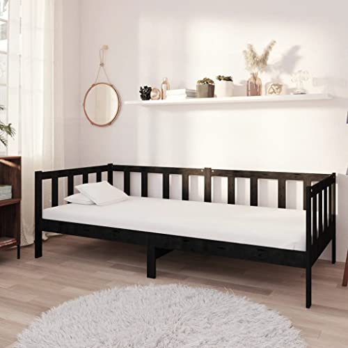 Tagesbett 90x200cm | Bettrahmen Bett mit Lattenrost, Matratze inkl. Bezug waschbar, Gästebett Bettsofa für Wohnzimmer Schlafzimmer, Massives Kiefernholz, PU-Schaumstoff N47