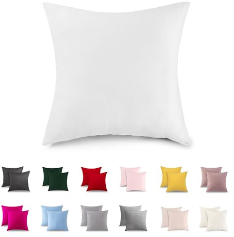 ATsense 1er Set Kissenbezug 40x40 cm - 100% Baumwolle, Weiß Kopfkissenbezug Weich und Hypoallergen, ÖkoTex Zertifiziert, Kissenhülle mit Reißverschluss für Allergiker Geeignet