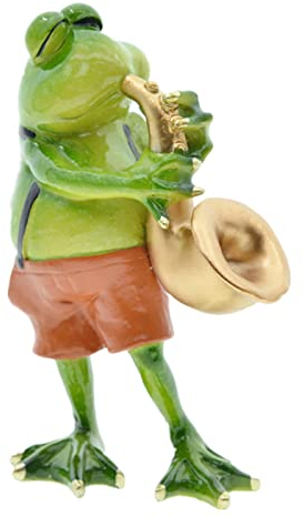 DOUBLETOP Kreative Harz Tier Frosch Figur Dekorationen Saxophon Kunst Spaß Ornamente Musik Handwerk Gartendekoration