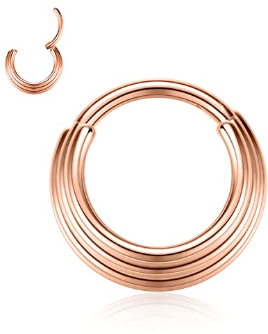 YEBOCIYO Tragus Piercing 10mm Knorpel Ohrring Helix Piercing Ring Rosegold Dreifach Gestapelt Nasenring Piercing Septum Piercing Conch Piercing Rook Piercing Daith Piercing 316L Chirurgenstahl 16G