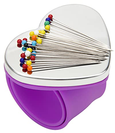 Magnetisches Handgelenk-Nähen, tragbares Arm-Nadelkissen, magnetisches Nadelkissen mit Armband (lila)