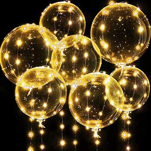 Palloncini Illuminati 10 Pezzi 24 Pollici Palloncini Illuminati LED Bobo Palloncini a Elio Trasparenti a Bolle con 10 palloncini di idrogeno rosa per Valentine Nozze Natale Compleanno Deco