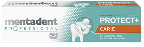Mentadent Professional Dentifricio Protect+ Carie, Remineralizza e Protegge i Denti dalla Carie, Rinforza lo Smalto, con Minerali Bio-compatibili e con Fluoro, 75 ml