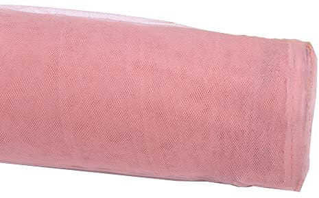 Wambere Tissu en tulle 160 cm x 5 m pour anniversaire, mariage, Noël, communion, fête, décoration, couture de voiles, robe de mariée, chemin de table, tutu, jupes, nœud cadeau, vieux rose