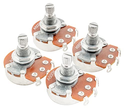Alpha A500K Pots Metric Split Standard Shaft 9.5mm Audio Taper Potentiometers for LP/SG Style Electric Guitar Bass (Set of 4)