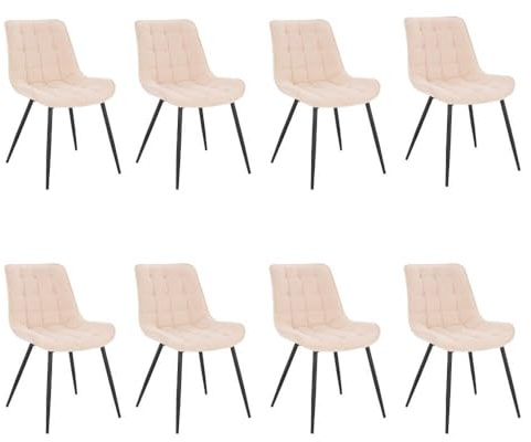 Home Deluxe - Polsterstuhl IKALO 8er Set - Farbe: Creme - weiche Polsterung, bis 120 kg belastbar I Küchenstuhl Speisestühle Esszimmerstühle