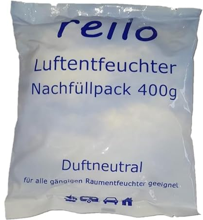 reilo 12x 400g Luftentfeuchter Granulat (Calciumchlorid), Raumluftentfeuchter im Vliesbeutel, Nachfüllpacks für Entfeuchterboxen 400 bis 1200g, Lufttrockner für Wohnräume, Schlafzimmer, Keller