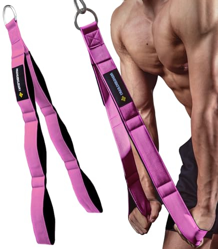 MANUEKLEAR Trizepsseil Kabelbefestigung mit größerem Bewegungsbereich, Trizeps-Pull-Down-Seil für Push-Downs, Crunches, Facepulls für professionelles Fitnessstudio (Rosa)