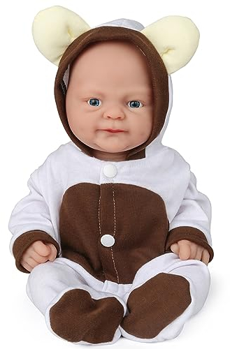 Vollence 26 cm Wiedergeborene Babypuppen, Silikon-Vollkörper, anatomisch korrekt, lebensechte Neugeborene Platin-Silikon-Babypuppen realistische Puppe - Mädchen