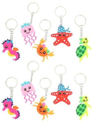 AEIOPRS 10 pcs Meerestier Schlüsselanhänger Set für Kinder Silikon Schlüsselanhänger für Kindergeburtstagsgeschenke Kinderparty Taschenfüller Kinderparty Dankesgeschenk