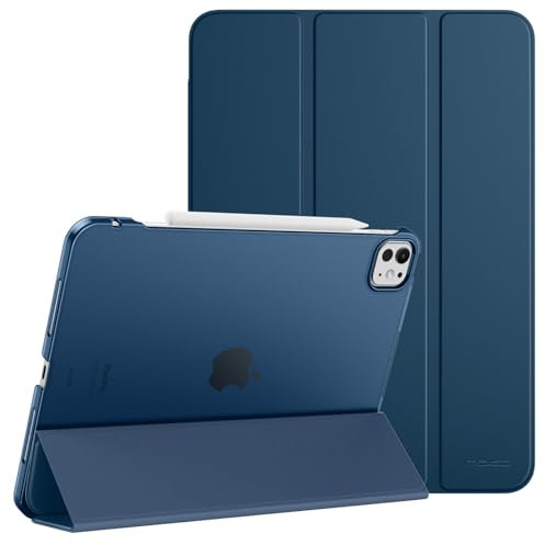 MoKo Hülle für iPad Pro 11 Zoll M4 2024 (5. Gen), Ultradünne Standhülle mit Transluzent Hart PC Rückseite für iPad Pro 11'' 2024 (A2836/A2837/A3006), Unterstützt Apple Pencil Pro, Dunkles Meerblau