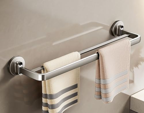 LNGFSH Doppio Polo Porta Asciugamani Bagno, Ventosa Portasciugamani da Parete Adesivo in Alluminio Senza Foratura Porta Salviette Bagno (60cm)
