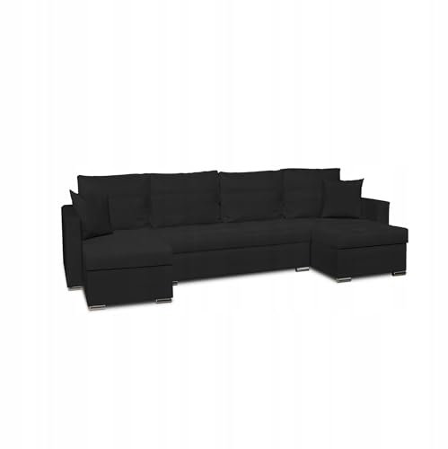 Family Meble Ecksofa, Modell Figo Big, mit Schlaffunktion, Freistehendes, Ausklappbares, Behälter für Bettwäsche, Strapazierfähiges Material, Schmutzabweisend, für Wohnzimmer, Schlafzimmer, 1071/C1119