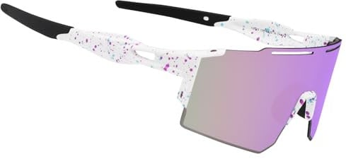 OULIQI Fahrradbrille Sonnenbrille,Sportbrillen Herren Damen UV400 Sportbrille Schnelle Brille mit 1 oder 3 Wechselgläser für OutdoorSportarten Fischen Radfahren Laufen